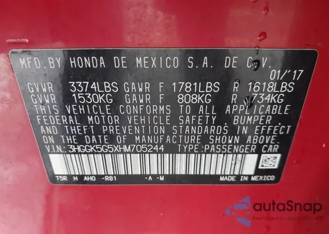 2017 Honda Fit Lx from USA, damaged, VIN 3HGGK5G5XHM705244